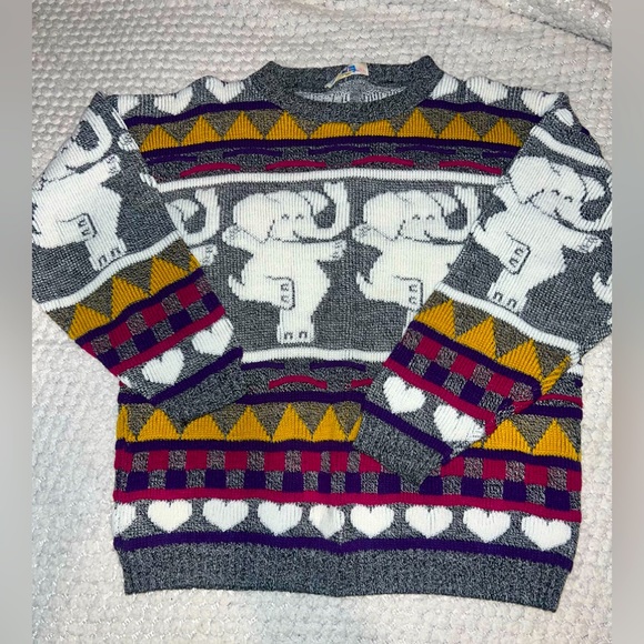 Rose Sweaters - Vintage Dancing Elephants Sweater